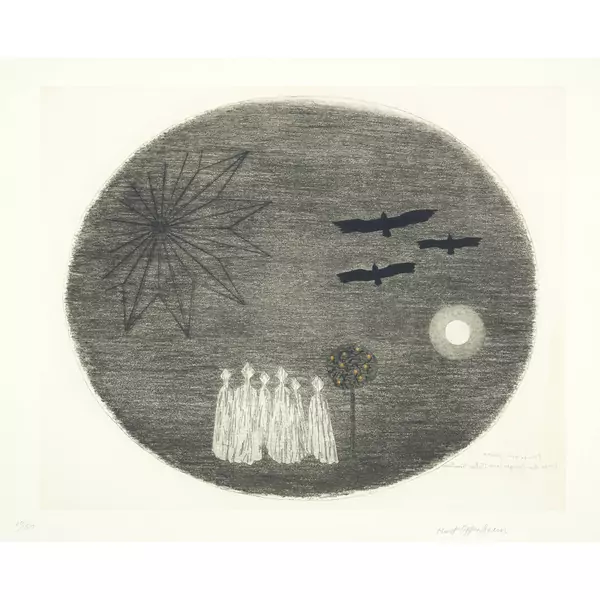 Meret Oppenheim — Einige hohe Geister neben dem Orangenbaum (Bettine Brentano) — Galerie Kornfeld