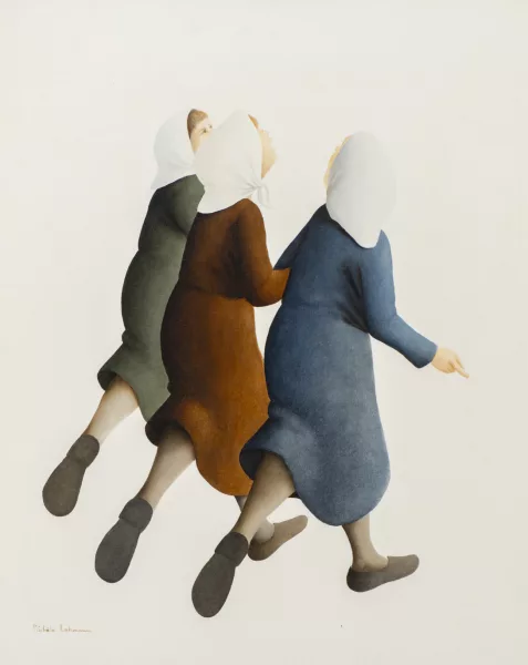 Michèle Lehmann — Michèle LEHMANN (1940), "Trois amies", huile sur panneau