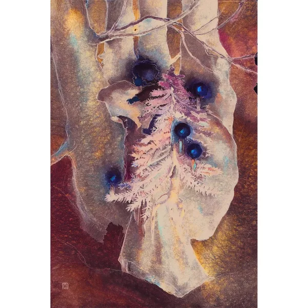 Mili Weber — Weihnachtsmann mit Kind und Tannenbaum.