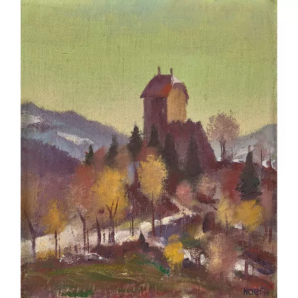 Spätherbstlandschaft mit Ruine Iberg in Wattwil