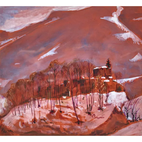 Winterliche Berglandschaft mit Dorf