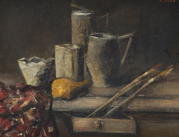 Mircea Ciobanu — Mircea CIOBANU (1950-1991) "Nature morte aux pots de peinture", huile