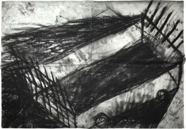Miriam Cahn — Wägelchen - das fliehen des mannes