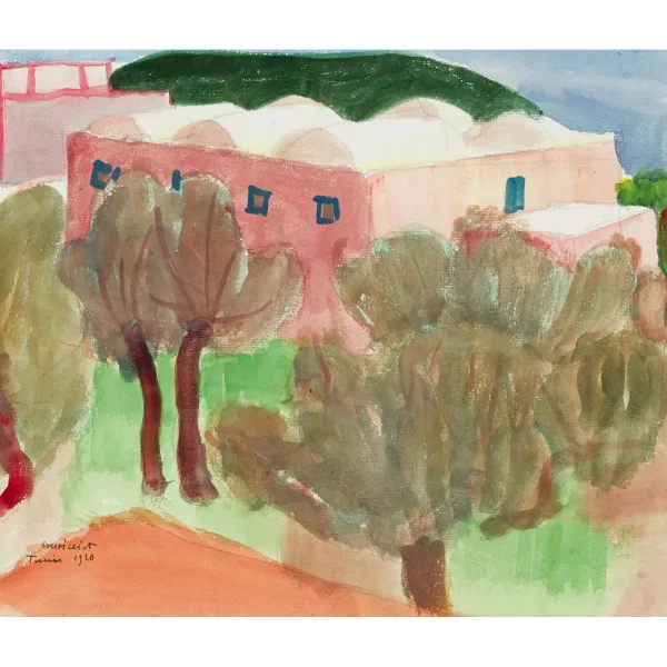 Moilliet, Louis René — "Tunis. Haus hinter Bäumen".