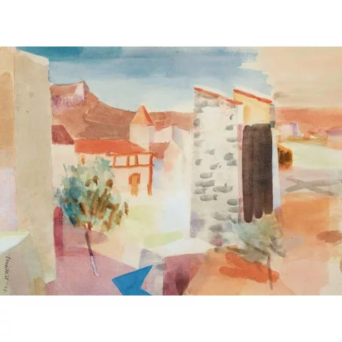 Moilliet, Louis René — "Dorf mit Kirche auf Mallorca II".