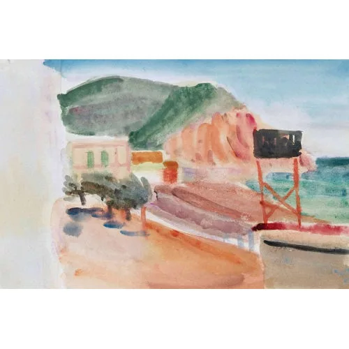 Moilliet, Louis René — "Strandpromenade und Wachtturm in Almuñécar".
