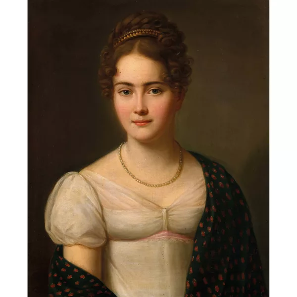 Mottet, Johann Daniel — Porträt einer jungen Frau mit Perlenkette.