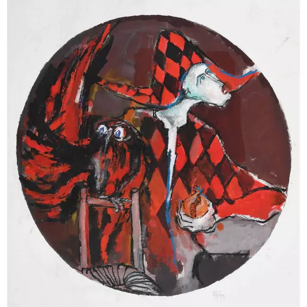 Harlekin mit Eule