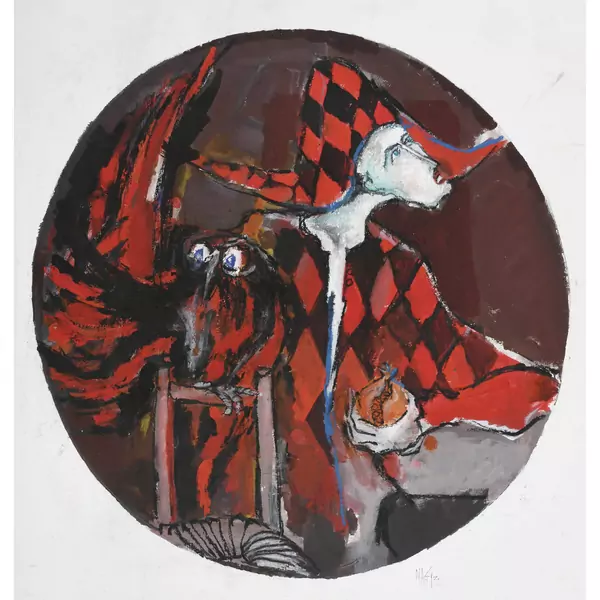 Harlekin mit Eule
