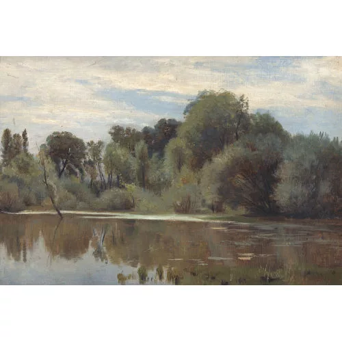 Nathanaël Lemaitre — Auenlandschaft mit Bäumen und Büschen.