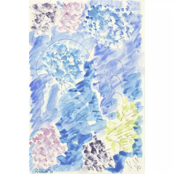 Nell Walden — Garten in San Remo. - Stille. - Komposition mit Farbflächen und geschwungenen Linien — Galerie Kornfeld