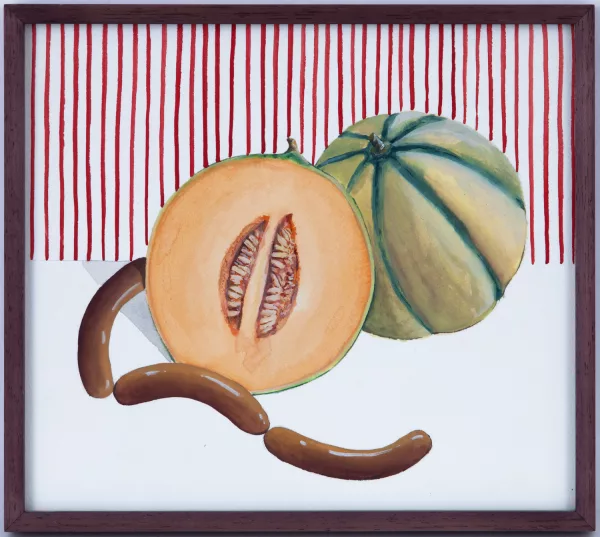 Nicolas Party — Melon et guirlande de saucisses