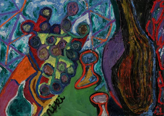 Niki de Saint Phalle — Abstraktion mit Figuren, Um 1955/56.