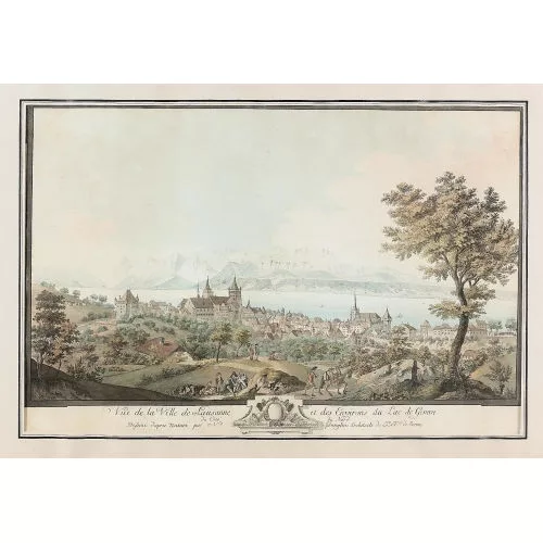 Niklaus Sprüngli — "Vue de la Ville de Lausanne et des Environs du Lac...".