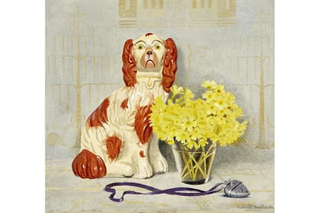 Kaminhund und Schlüsselblumen