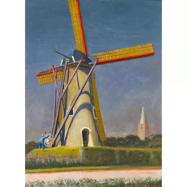 Landschaft mit Windmühle