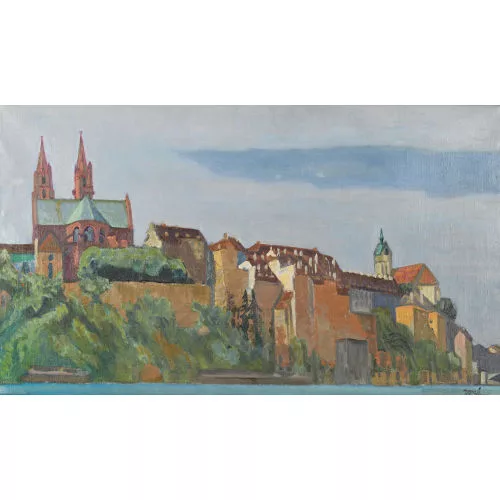 Numa Donzé — Rheinufer mit Basler Münster.