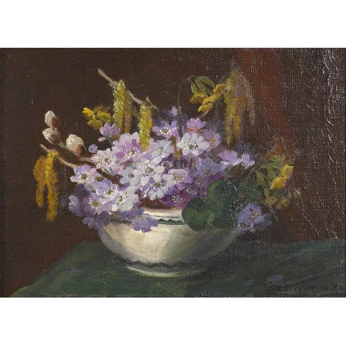 Olga Derendinger-Roux — Stillleben mit Frühlingsblumen.