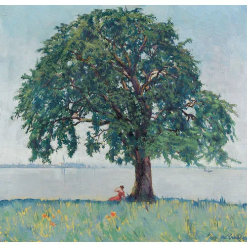 Oscar Ernst — "Beim Badplatz - Blick nach Romanshorn".