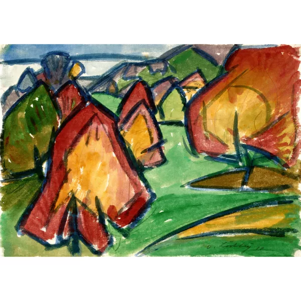 Oscar Lüthy — Landschaft mit Bäumen.