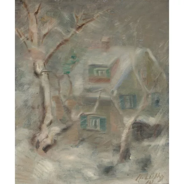 Oscar Lüthy — Haus in verschneiter Landschaft.