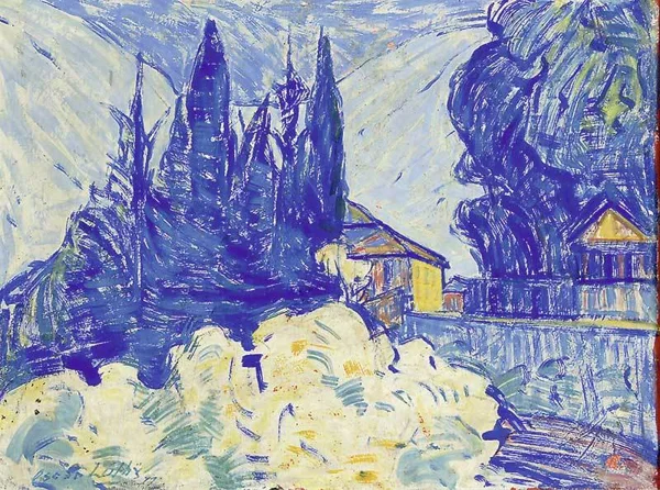 Oscar Lüthy — Landschaft mit Häusern, 1911