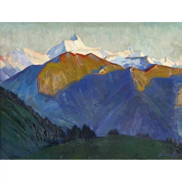 Oscar Lüthy — Walliser Bergpanorama mit Weisshorn.