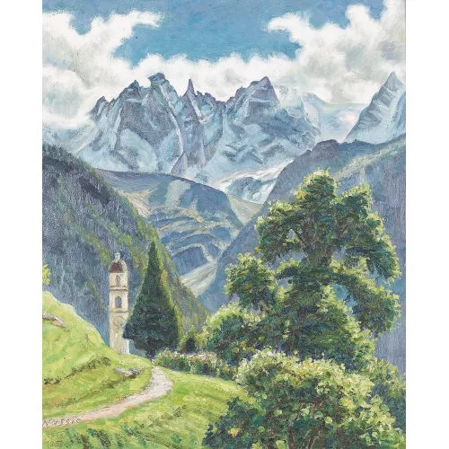 Oscar Nussio — Landschaft bei Soglio.