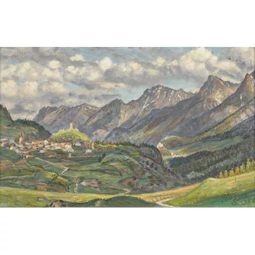 Oscar Nussio — Bündner Berglandschaft im Sommer.