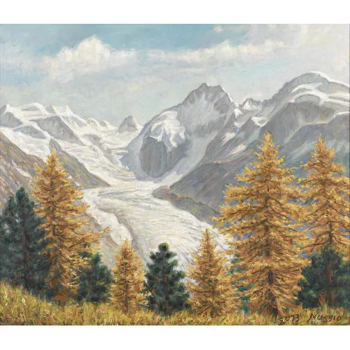 Oscar Nussio — Herbstliche Ansicht des Morteratschgletschers.