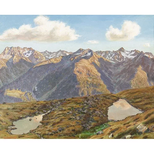 Oscar Nussio — Abendliche Berglandschaft.