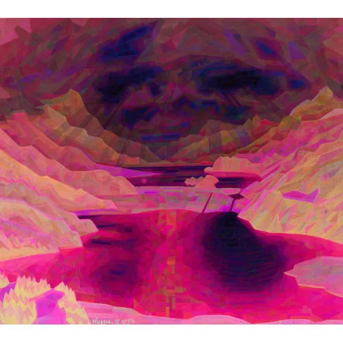 Oscar Nussio — Kristalline Landschaft mit Silvaplaner- und Silsersee.