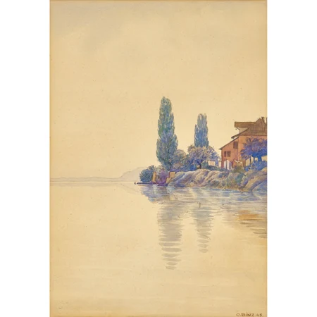 Bielersee vom Südufer mit St. Petersinsel