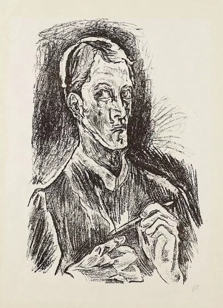 Oskar Kokoschka — Selbstbildnis (Brustbild mit Zeichenstift)