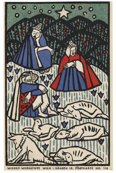 Oskar Kokoschka — Drei Hirten, Hund und Schafe (Postkarte Nr. 116)