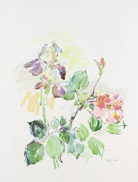 Oskar Kokoschka — Schwertlilien mit Rosen
