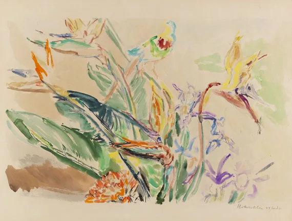 Oskar Kokoschka — Orchideen mit exotischem Vogel