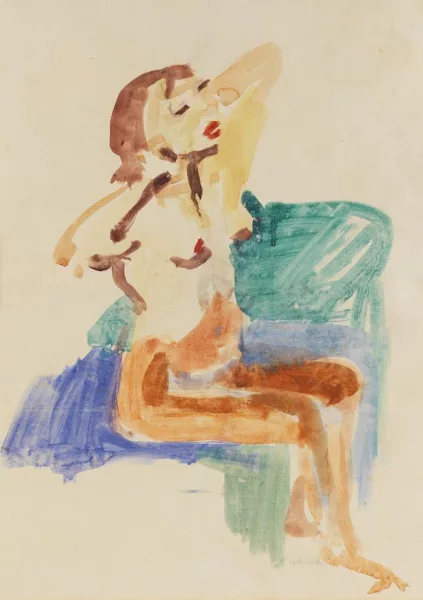 Oskar Kokoschka — Sitzender Mädchenakt