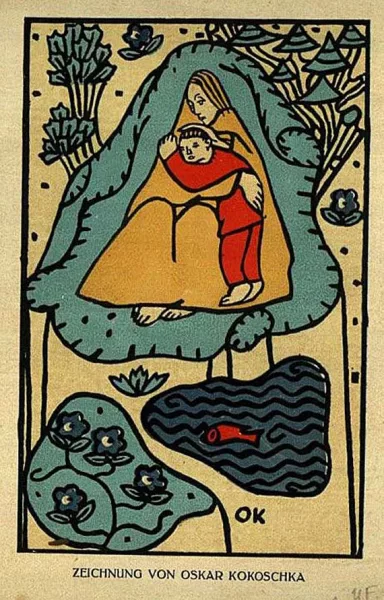 Oskar Kokoschka — Eigh. Karte m. U. 1912.