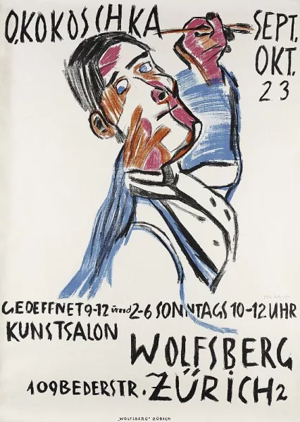 Oskar Kokoschka — Selbstbildnis von zwei Seiten als Maler (Plakat)