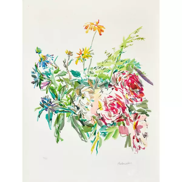 "Sommerblumen mit Rosen"