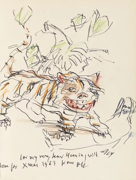 Oskar Kokoschka — Goldscheider, Kokoschka mit Widmung und Zeichnung