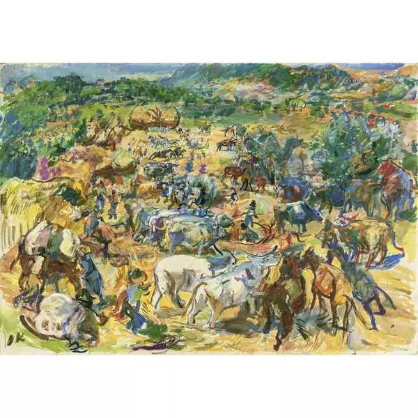 Oskar Kokoschka — Anticoli, Ernte in den Sabiner Bergen — Galerie Kornfeld