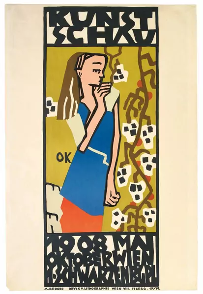 Oskar Kokoschka — Baumwollpflückerin – Plakat für die Kunstschau Wien im Sommer 1908 — Galerie Kornfeld