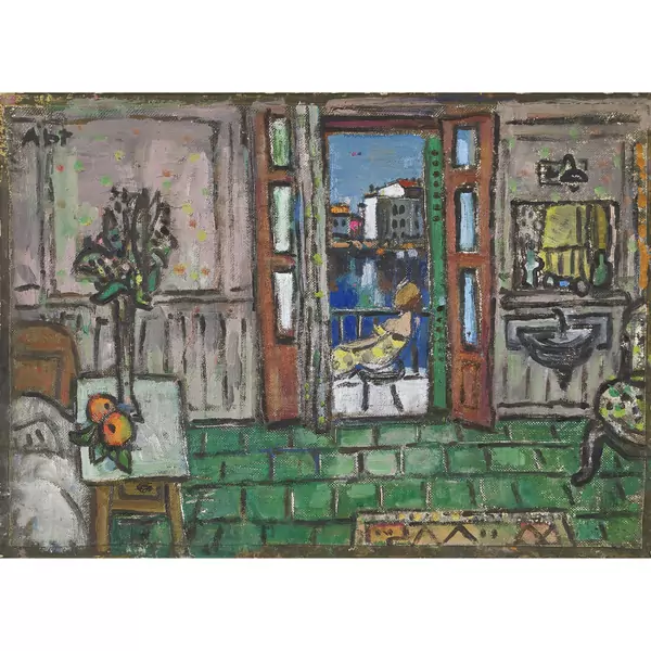 Interieur mit Blick auf einen Balkon