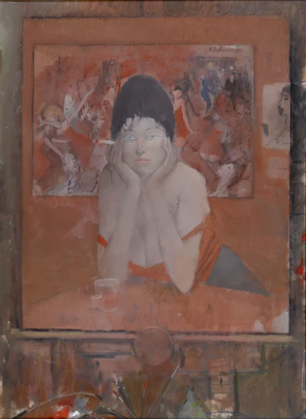 Otto Bachmann — Frau vor Gemälde, 1980