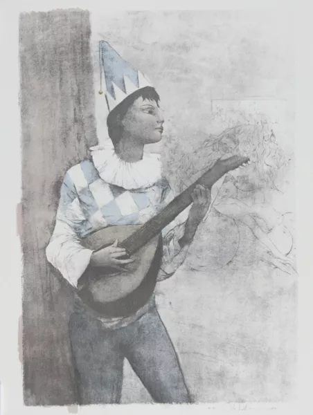 Otto Bachmann — 4 Blätter: Zirkus, 1989 (2); Tänzerin, 1976; Mandolinenspieler, 1989