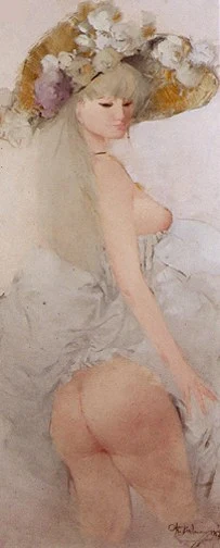 Otto Bachmann — Femme au chapeau de fleurs, 1967