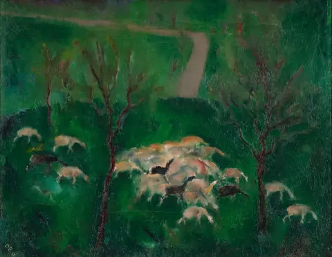 Landschaft mit Schäfchen, 1918