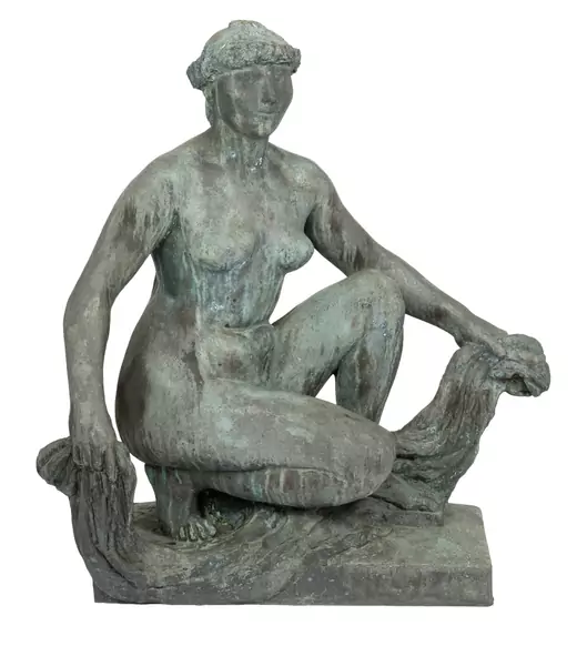 Otto Charles Bänninger — Kauernder weiblicher Akt mit Tuch — Galerie Kornfeld